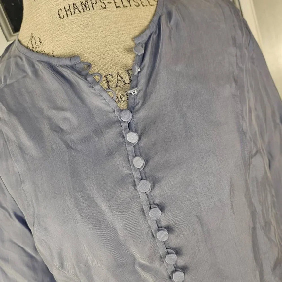 NWT J Crew Womens Blue‎ Eco Cupro-blend Covered Button Blouse 10 - Picture 3 of 5